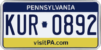 PA license plate KUR0892