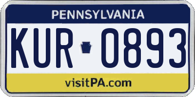PA license plate KUR0893