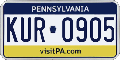 PA license plate KUR0905