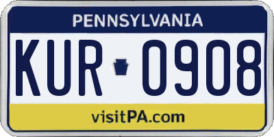 PA license plate KUR0908