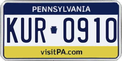 PA license plate KUR0910
