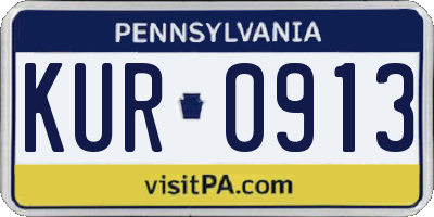 PA license plate KUR0913