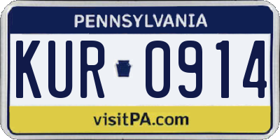 PA license plate KUR0914