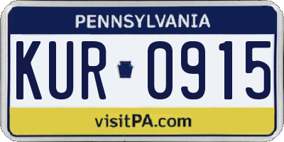 PA license plate KUR0915