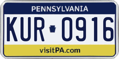PA license plate KUR0916