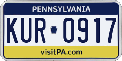 PA license plate KUR0917