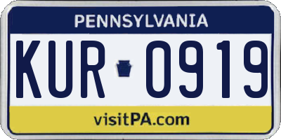 PA license plate KUR0919