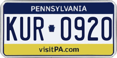 PA license plate KUR0920