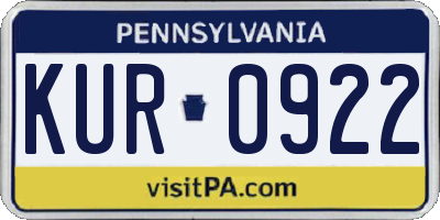 PA license plate KUR0922