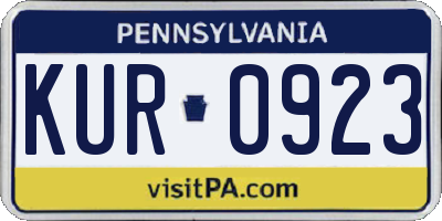 PA license plate KUR0923