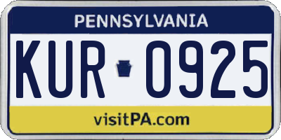 PA license plate KUR0925