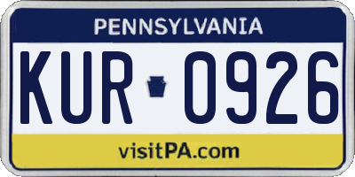 PA license plate KUR0926