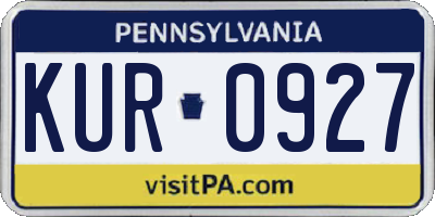 PA license plate KUR0927