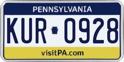 PA license plate KUR0928