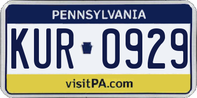PA license plate KUR0929