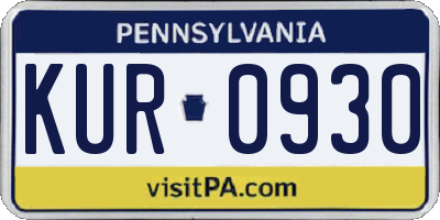 PA license plate KUR0930