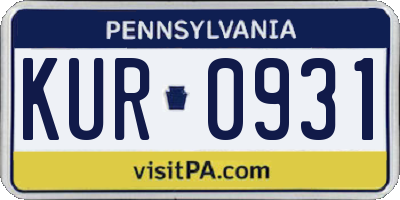 PA license plate KUR0931