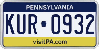 PA license plate KUR0932