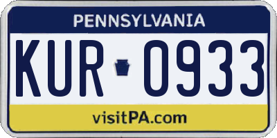 PA license plate KUR0933