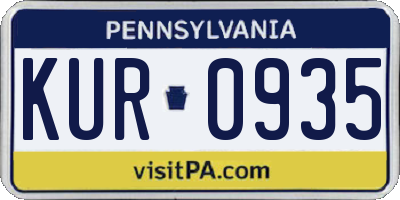 PA license plate KUR0935