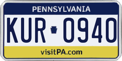 PA license plate KUR0940