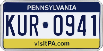 PA license plate KUR0941