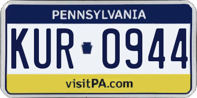 PA license plate KUR0944