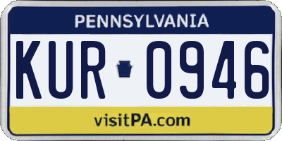 PA license plate KUR0946