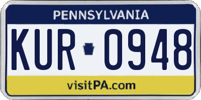 PA license plate KUR0948