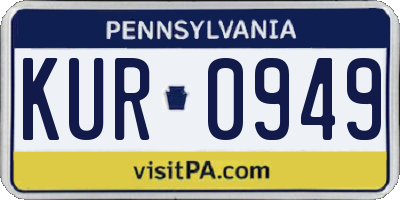 PA license plate KUR0949