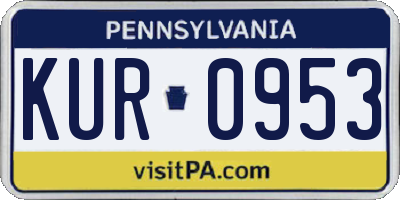 PA license plate KUR0953