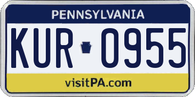 PA license plate KUR0955