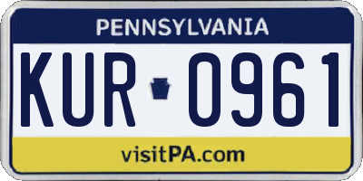 PA license plate KUR0961