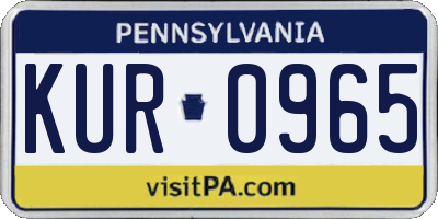 PA license plate KUR0965