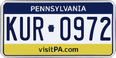 PA license plate KUR0972
