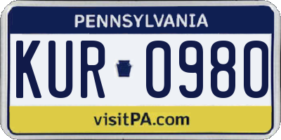 PA license plate KUR0980