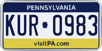 PA license plate KUR0983