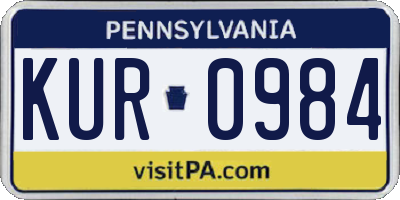 PA license plate KUR0984