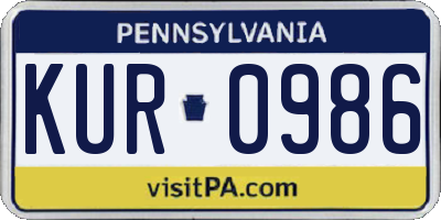 PA license plate KUR0986