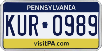PA license plate KUR0989