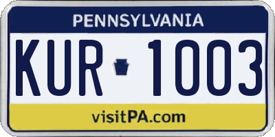 PA license plate KUR1003