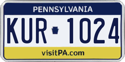 PA license plate KUR1024