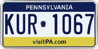 PA license plate KUR1067