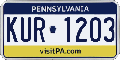 PA license plate KUR1203
