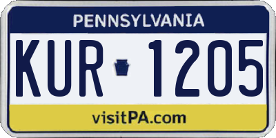 PA license plate KUR1205