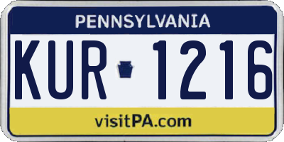 PA license plate KUR1216
