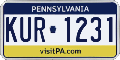 PA license plate KUR1231