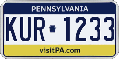 PA license plate KUR1233