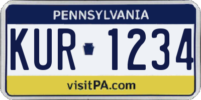 PA license plate KUR1234
