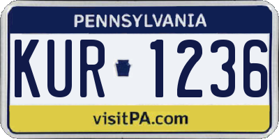 PA license plate KUR1236